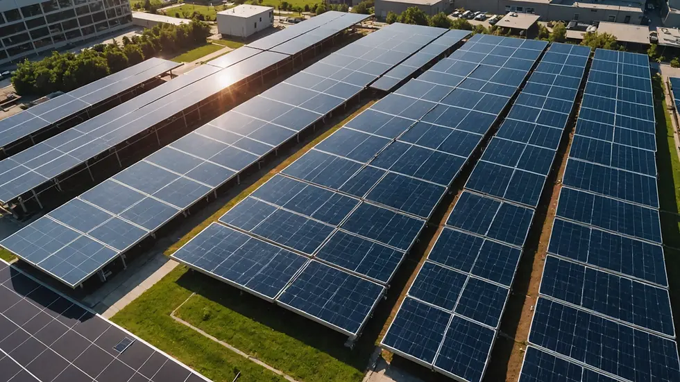 High angle view of solar panels on a building