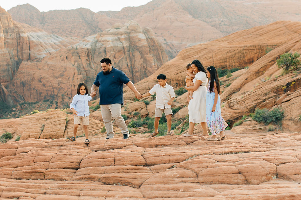 family walking with gorgeous scenic view