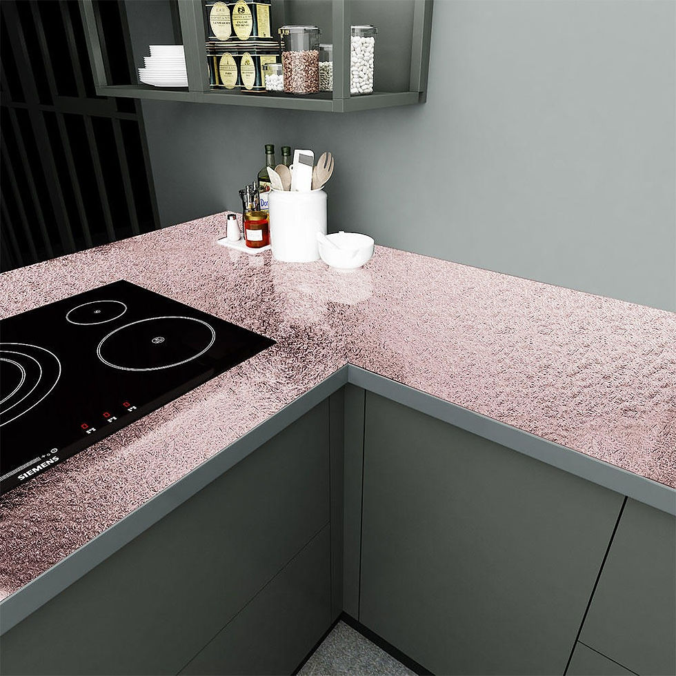 Miniatura: Papel de Parede Adesivo Cozinha Anti-Oil Rose Gold Texturizado