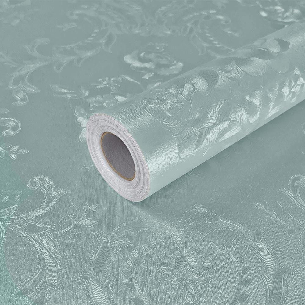 Papel de Parede Adesivo Lavavel Texturizado Arabesco Azul 500x60cm