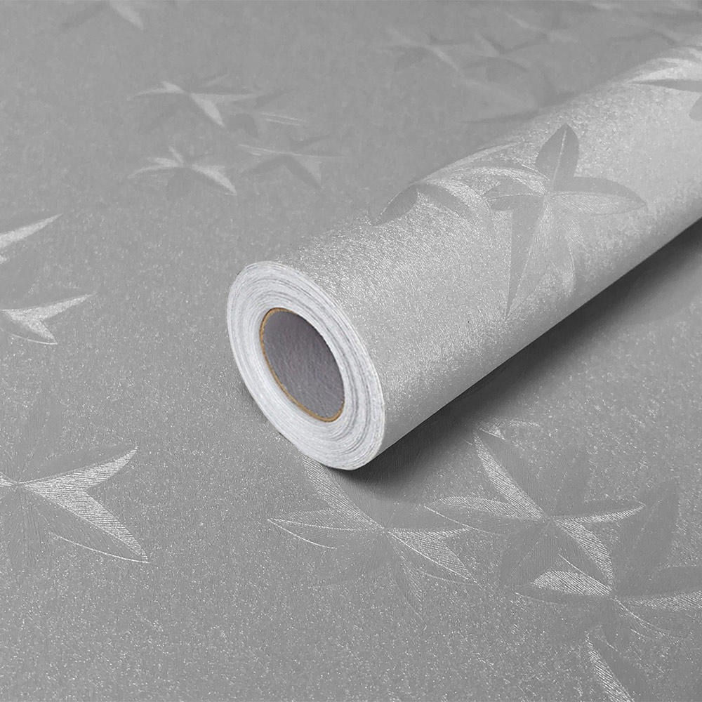 Papel de Parede Adesivo Lavável Texturizada Folha de Castanheira Cinza 500x60cm