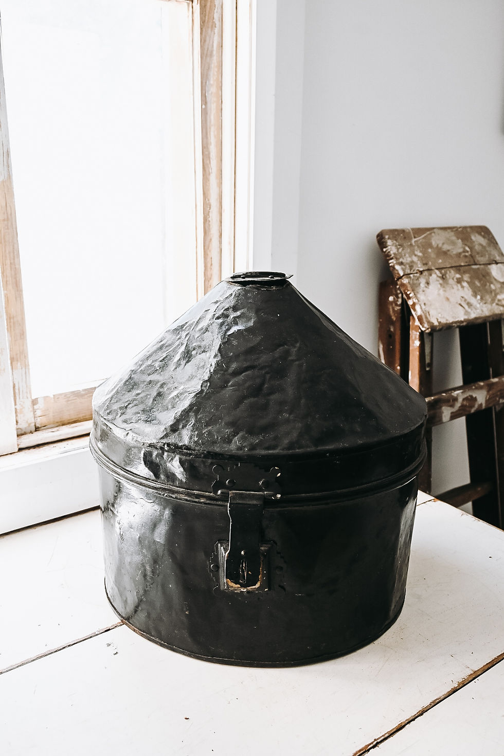 Thumbnail: Vintage Military Metal Hat Boxes