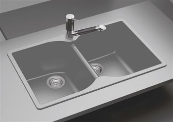 Thumbnail: DuraGranit Double Equal Bowl E - Black Sand