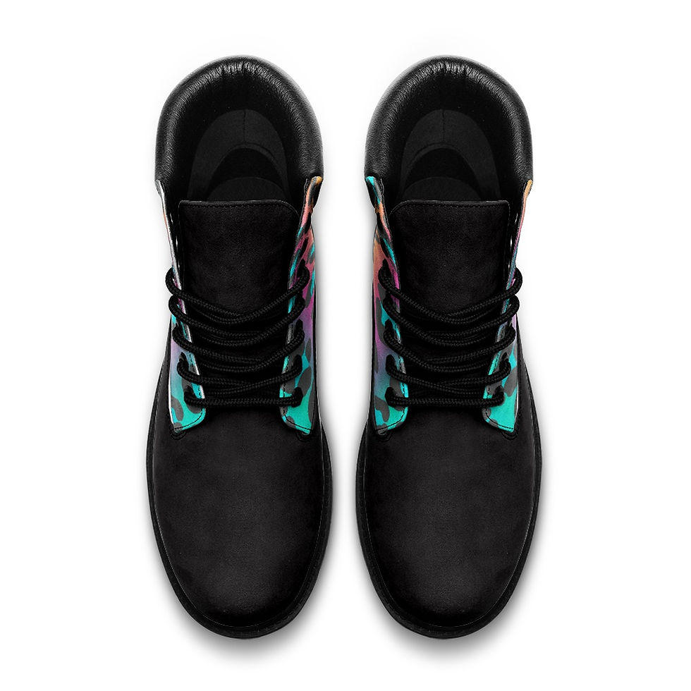 Thumbnail: Botas de color negro animal print turquesa para caballero hombre moda de inviern
