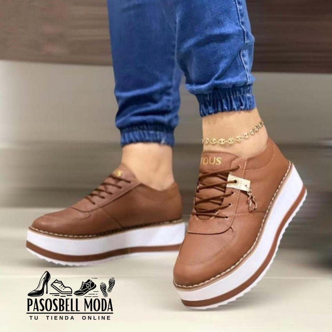 Zapatos de cuero vegano - Zapatos con plataforma para dama: altura y comodidad
