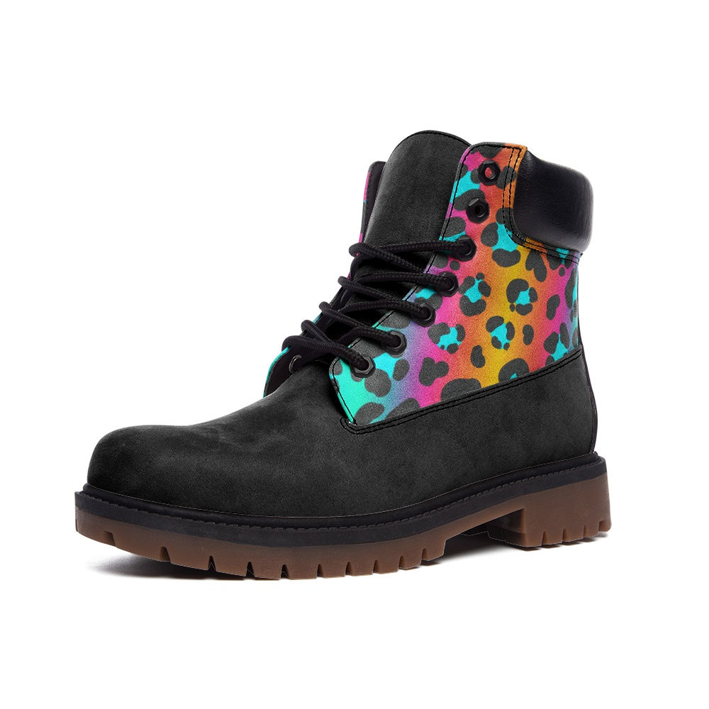 Botas de color negro animal print turquesa para caballero hombre moda de inviern
