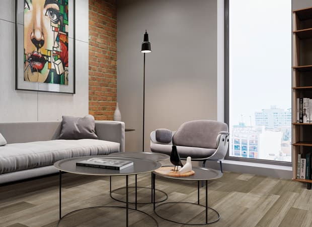 Metroflor Deja New Alleyway, Bronze Mist room scene