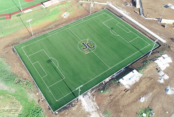 Johnson County Community College synthetic turf soccer field built by Midwest Synthetic Turf Professionals.