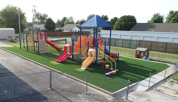 Heritage Preschool Playground built by Midwest Synthetic Turf Professionals.