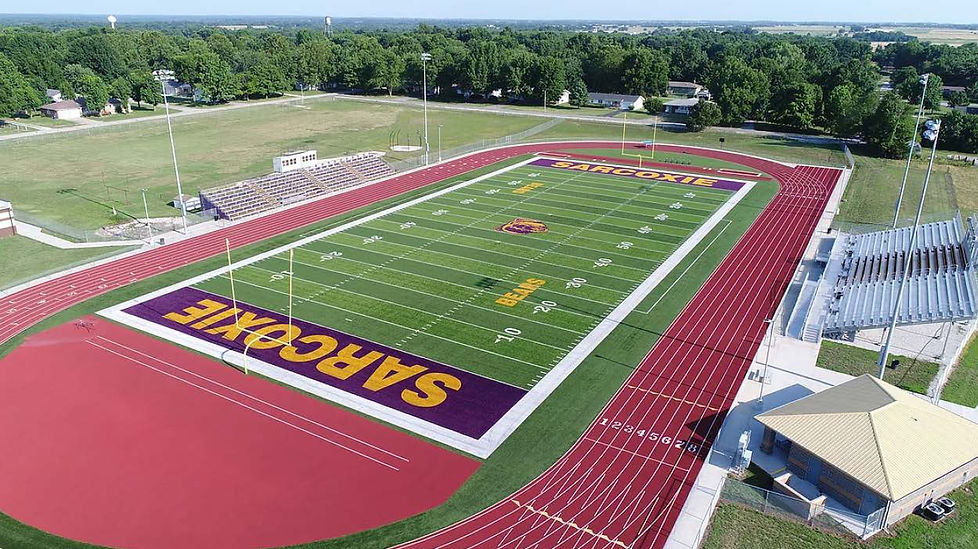 Sarcoxie High School synthetic turf football field built by Midwest Synthetic Turf Professionals