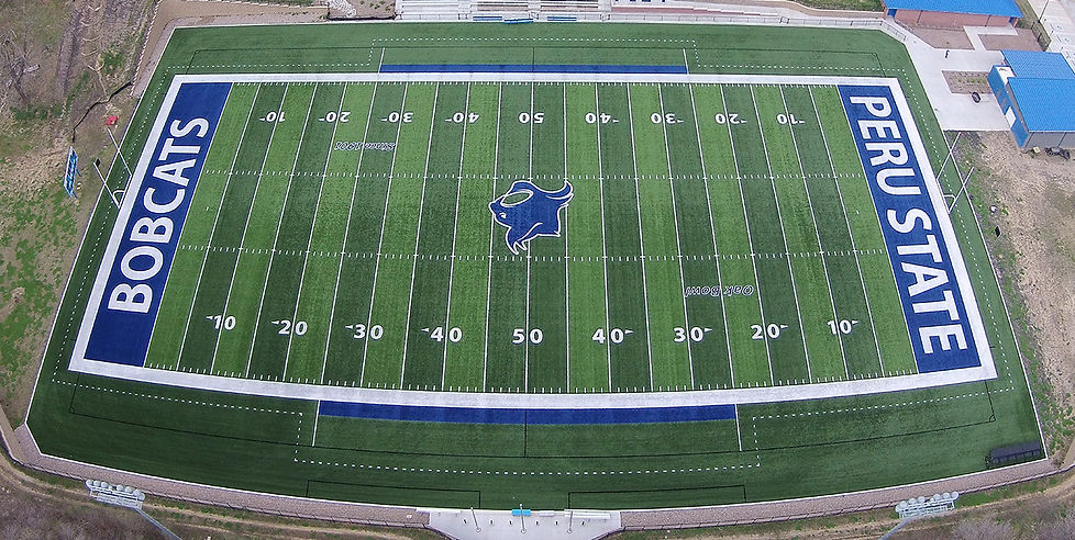 Peru State University synthetic turf football field built by Midwest Synthetic Turf Professionals.