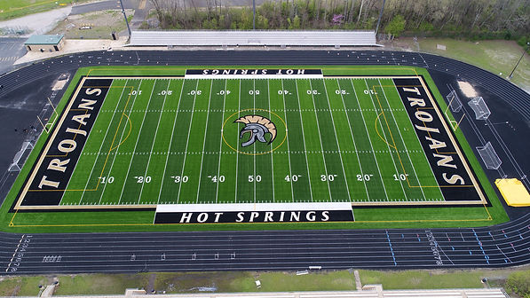 Hot Springs High School synthetic turf football field built by Midwest Synthetic Turf Professionals.