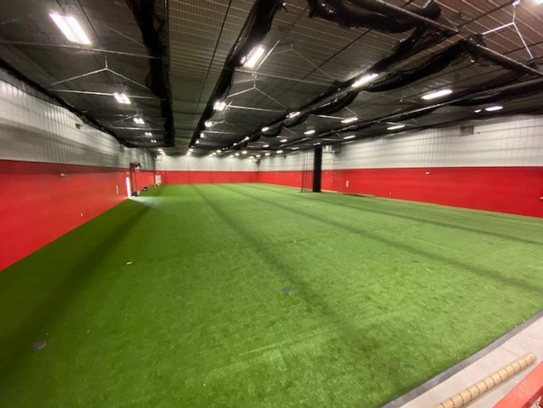 North Scott High School synthetic turf batting cages built by Midwest Synthetic Turf Professionals.