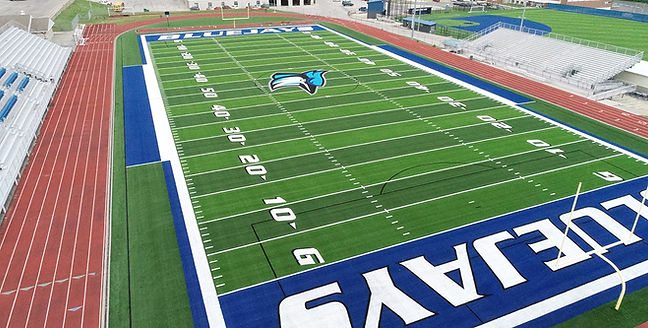 Raytown High School synthetic turf football field built by Midwest Synthetic Turf Professionals.