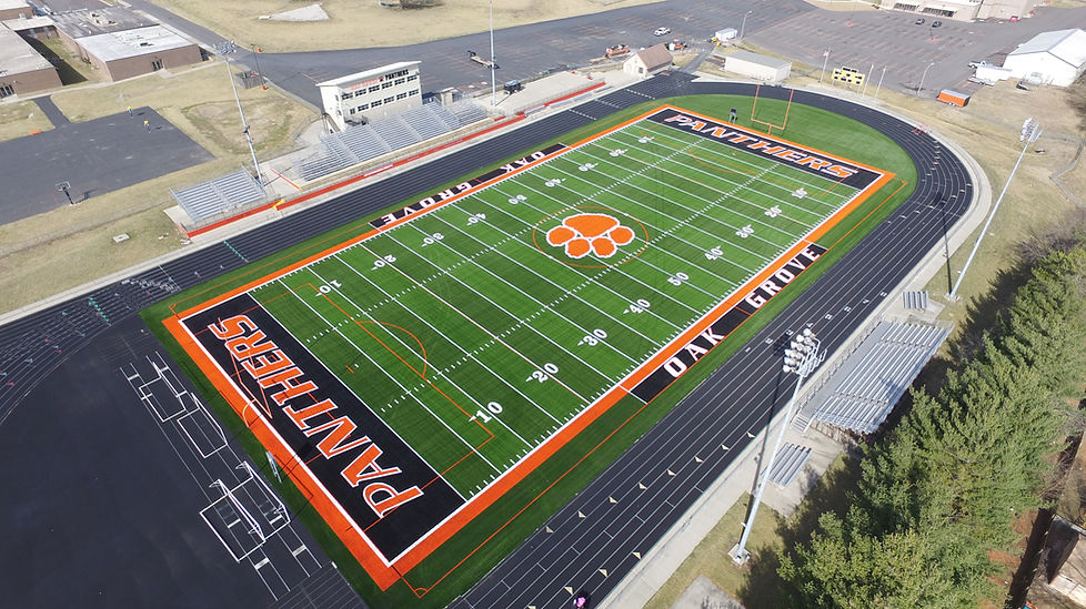 Oak Grove High School synthetic turf football field built by Midwest Synthetic Turf Professionals.