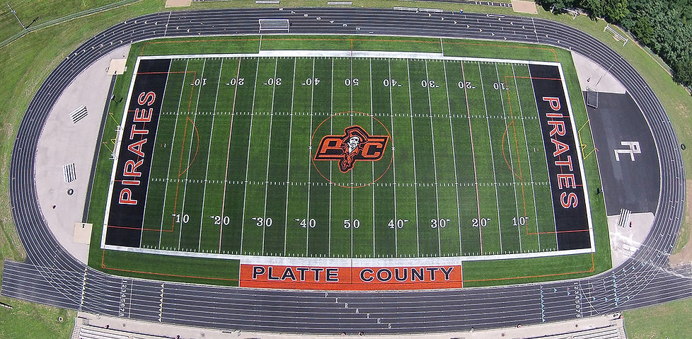 Platte County High School synthetic turf football field built by Midwest Synthetic Turf Professionals.