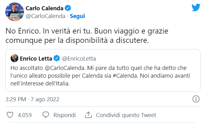 La fine della love story tra Calenda e Letta