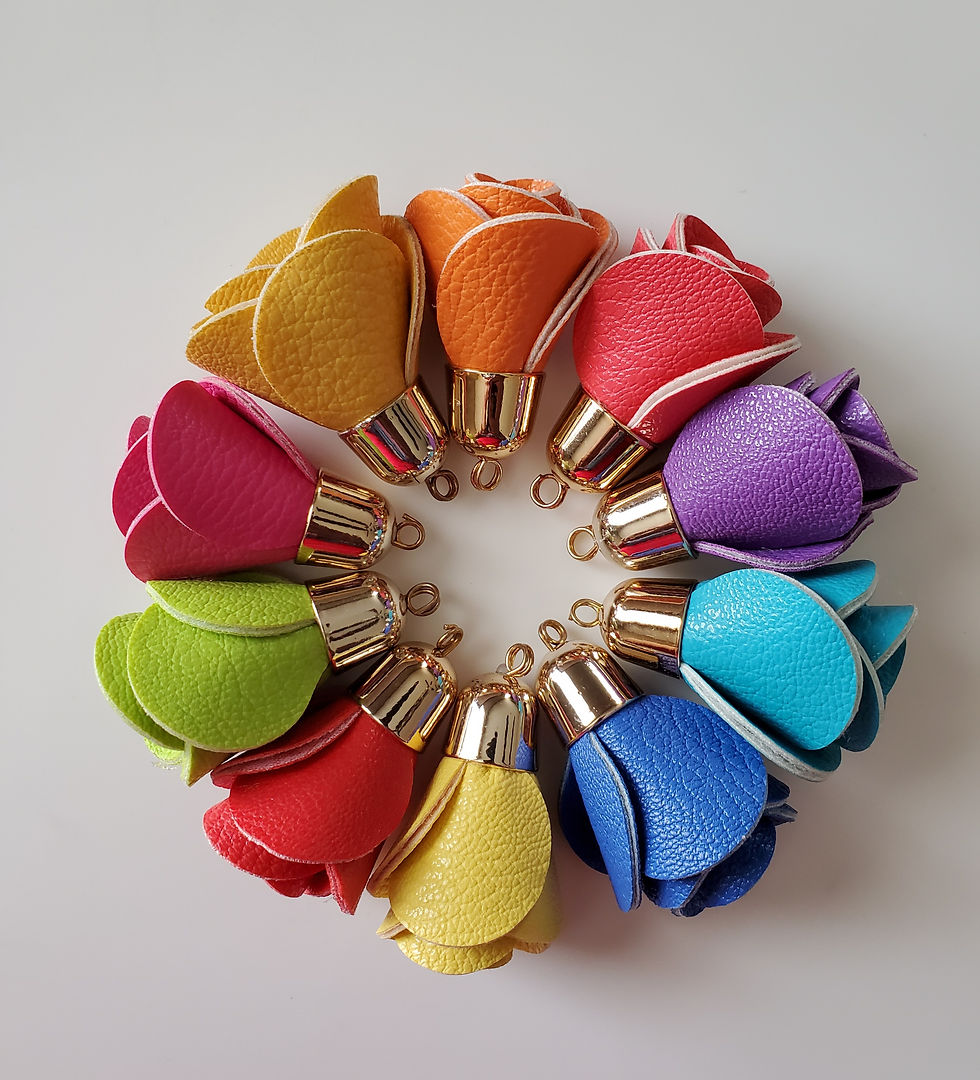 Thumbnail: Faux Leather Flower Tassel (5 pcs)