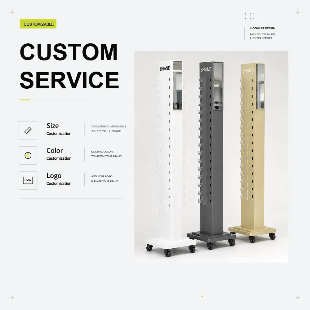 Rotatable Double‑Sided Eyewear Display Stand with Casters Custom