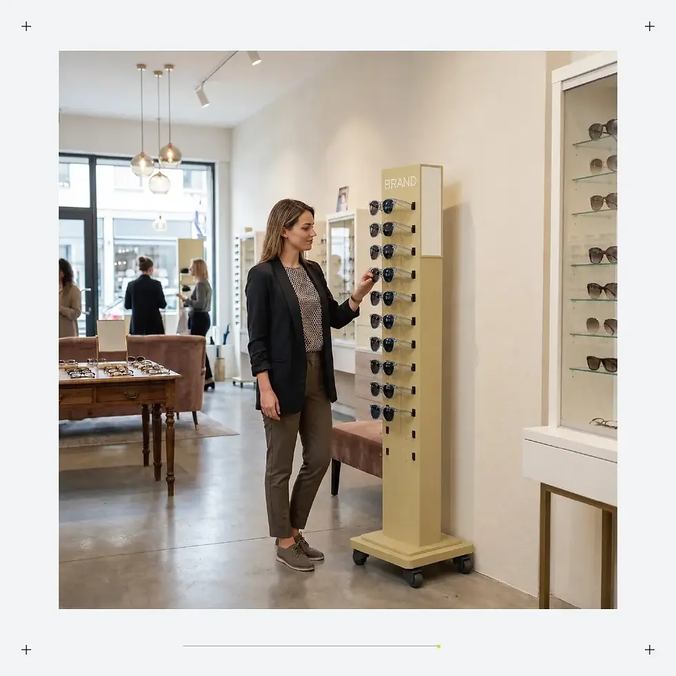 Thumbnail: Rotatable Double‑Sided Eyewear Display Stand with Casters Custom
