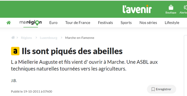 The press tells how Victoria B. Lohay developed a method for breeding efficient and sustainable bees. She created a non-profit organization and placed beehives with Luxembourg farmers who accepted specifications aimed at operating organic farming. Result: bees have enabled the production of vegetables, fruits and important cereals without fertilizer. A win-win-win. The farmer, the planet and honey lovers.