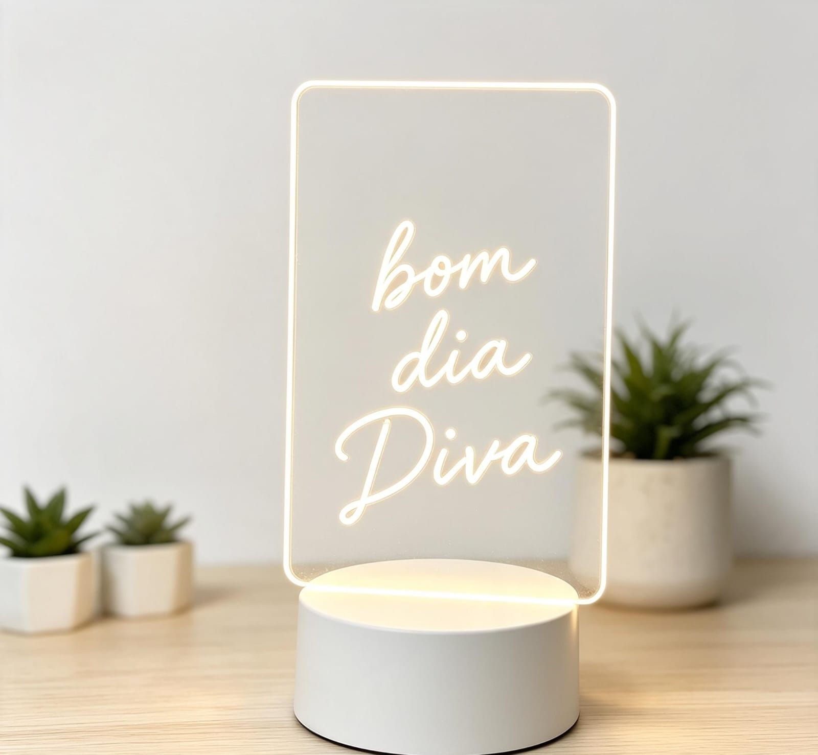 Recados Com Caneta Luminária LED 3D Acrílica