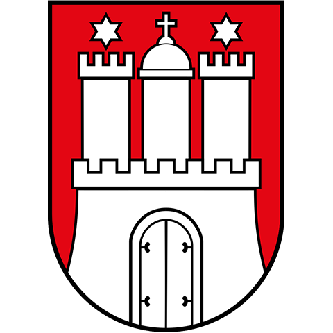 Das bekannte Stadtwappen von Hamburg mit weißer Burg auf rotem Grund – repräsentiert die apoFinanz-Beratung für Ärzt:innen und Apotheker:innen im gesamten Stadtgebiet und Umland.