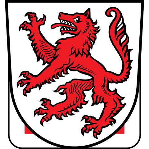 Wappen von Passau mit rotem Wolf auf silbernem Schild – symbolisiert die apoFinanz-Beratungsregion im Dreiländereck und die individuelle Unterstützung von Ärzt:innen und Apotheker:innen in Niederbayern.