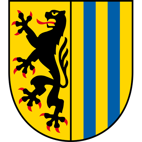 Das Leipziger Stadtwappen mit gelbem Schild, blauen Streifen und schwarzem Löwen – apoFinanz unterstützt hier Ärzt:innen, Zahnärzt:innen und Apotheker:innen bei ihrer Praxisentwicklung und finanziellen Planung.