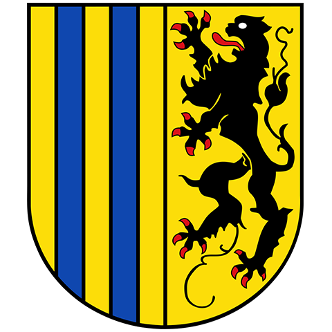 Das Stadtwappen von Chemnitz zeigt blaue Streifen und einen schwarzen Löwen auf goldfarbenem Hintergrund – apoFinanz begleitet hier Heilberufler in Sachsen bei allen finanziellen Entscheidungen.