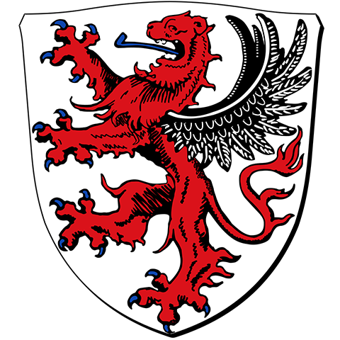 Stadtwappen von Gießen mit goldenem Löwen auf blauem Grund – symbolisiert die apoFinanz-Beratungsregion rund um Mittelhessen mit starkem Fokus auf Studierende und junge Fachärzt:innen.