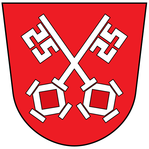 Stadtwappen von Regensburg mit silbernem Kreuz auf rotem Schild – symbolisiert die apoFinanz-Beratungsregion in der Oberpfalz und die nachhaltige Begleitung medizinischer Fachkräfte entlang des Donauraums.