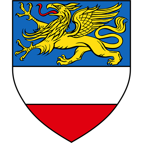 Stadtwappen von Rostock mit goldenem Greif auf blauem Grund – symbolisiert die regionale Präsenz der apoFinanz-Beratung für Heilberufe an der Ostseeküste Mecklenburg-Vorpommerns.