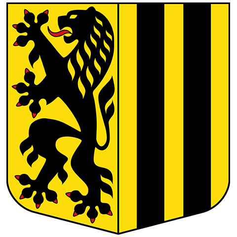 Das Wappen von Dresden mit goldenem Hintergrund, schwarzem Löwen und senkrechten schwarzen Streifen – apoFinanz ist auch in Sachsens Landeshauptstadt mit erfahrenen Berater:innen vertreten.