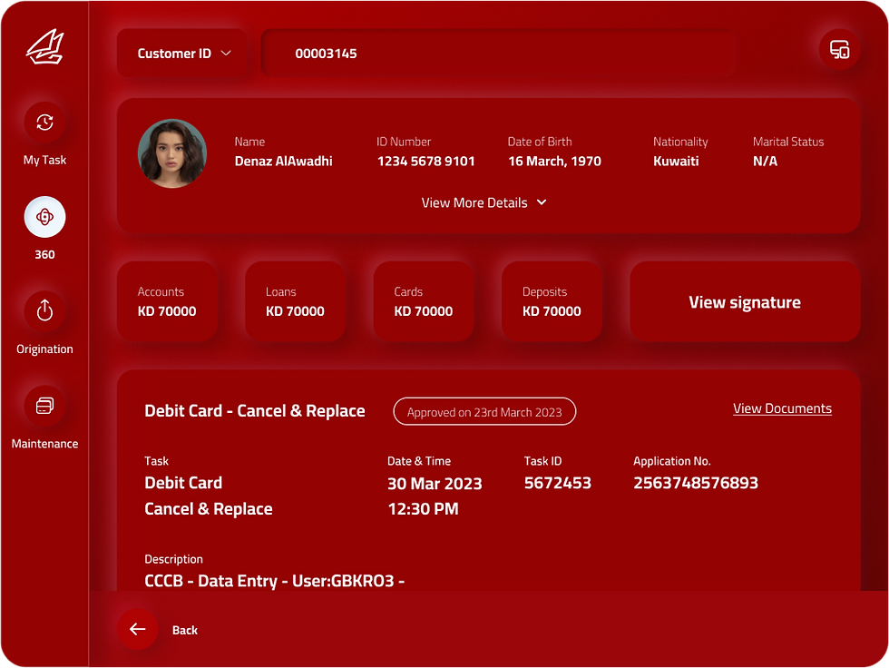 Redesigned Bank Teller Screen