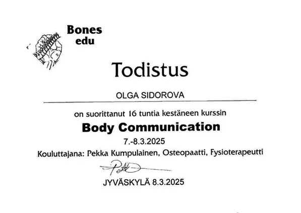 Todistus Body Communication