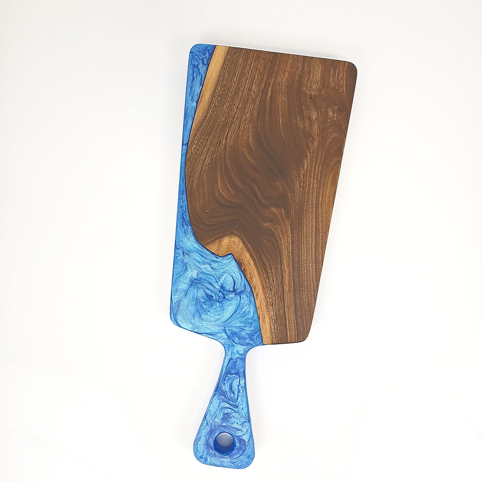 Thumbnail: 15.5"x6.5" Handled Black Walnut Charcuterie Board (Your Choice of Resin Color)