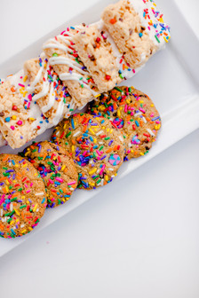 Brio Photography,
Disco ball, picnic wedding, 70's style, vintage wedding, rainbow cookies