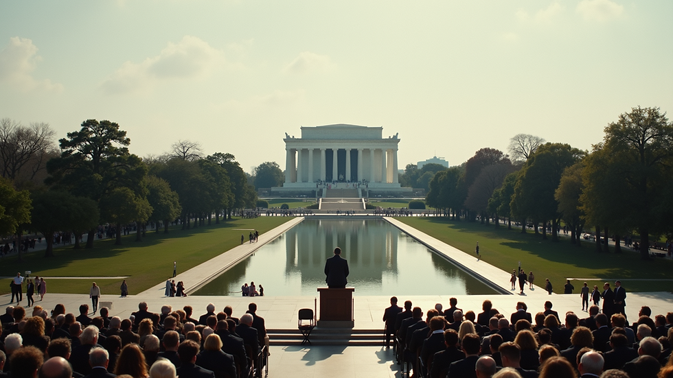 Wide angle view of the Lincoln Memorial where Martin Luther King Jr. delivered his speech