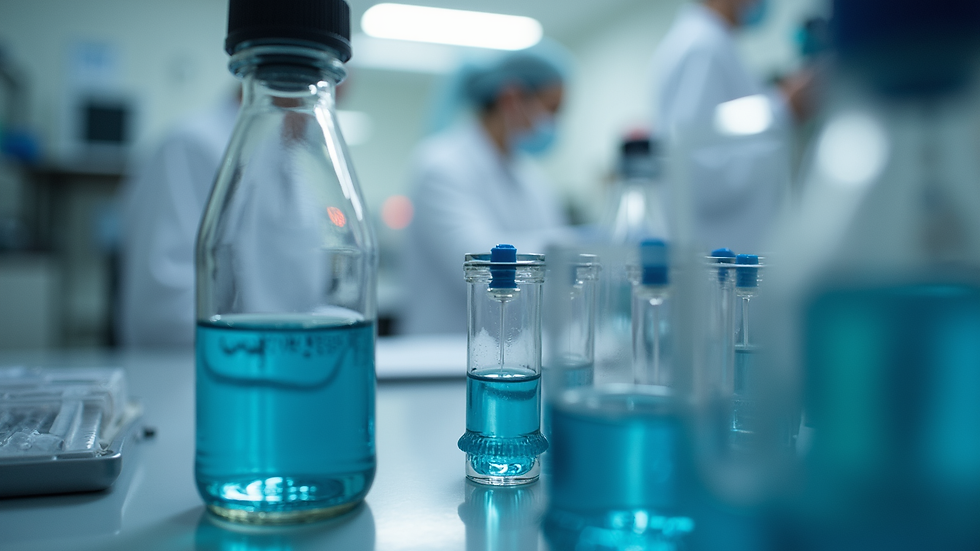 Close-up view of medical equipment and test tubes in a laboratory