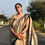 Thumbnail: Beige Silver Cotton Silk Maheshwari Sari