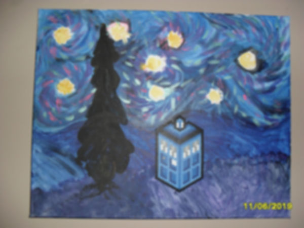 Dr Who Tardis  on Starry night inspired canvas!