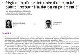 Règlement d’une dette née d’un marché public : recourir à la dation en paiement ?