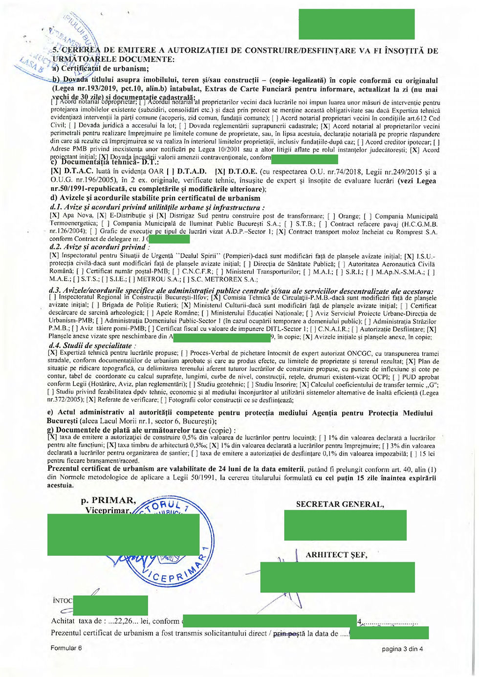 exemple de avize si acorduri de amplasament solicitate in certificatul de urbanism