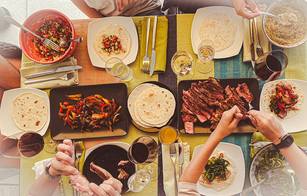 Friends having tex-me food for brunch