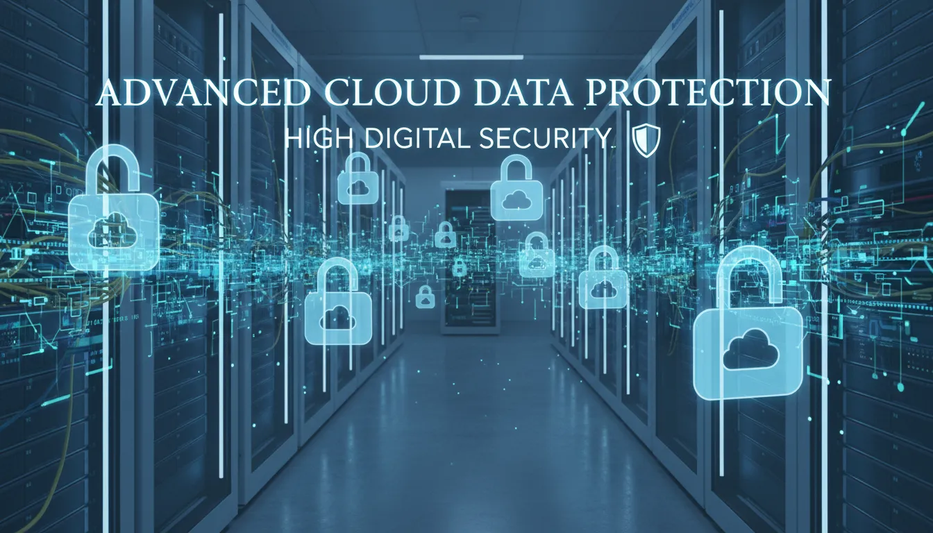 Corredores de data center moderno simbolizando segurança e proteção de dados corporativos na nuvem.