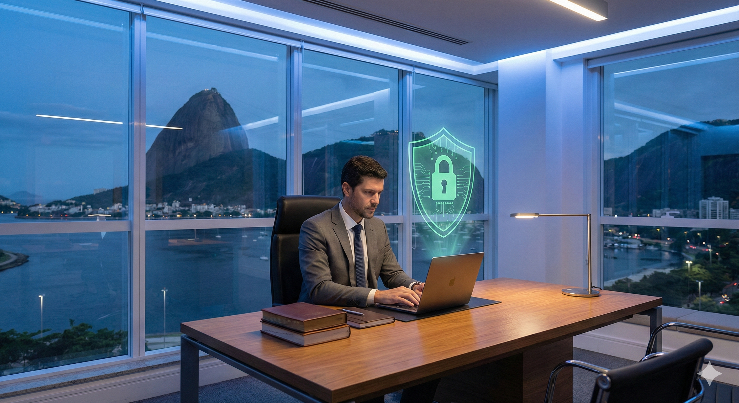 Advogado no Rio de Janeiro usando notebook seguro com suporte de TI especializado