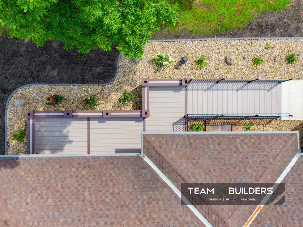 Overhead shot of front deck with ADA compliant wheelchair ramp
