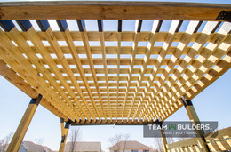 View from the deck of treated pergola in Cedar Falls, IA
