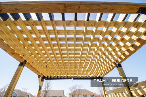 Custom pergola over deck in Waterloo, IA